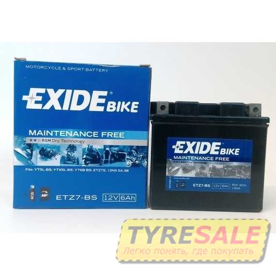 Купить Аккумулятор EXIDE AGM (ETZ7-BS​) 6Ah-12v (113х70х105) R, EN100